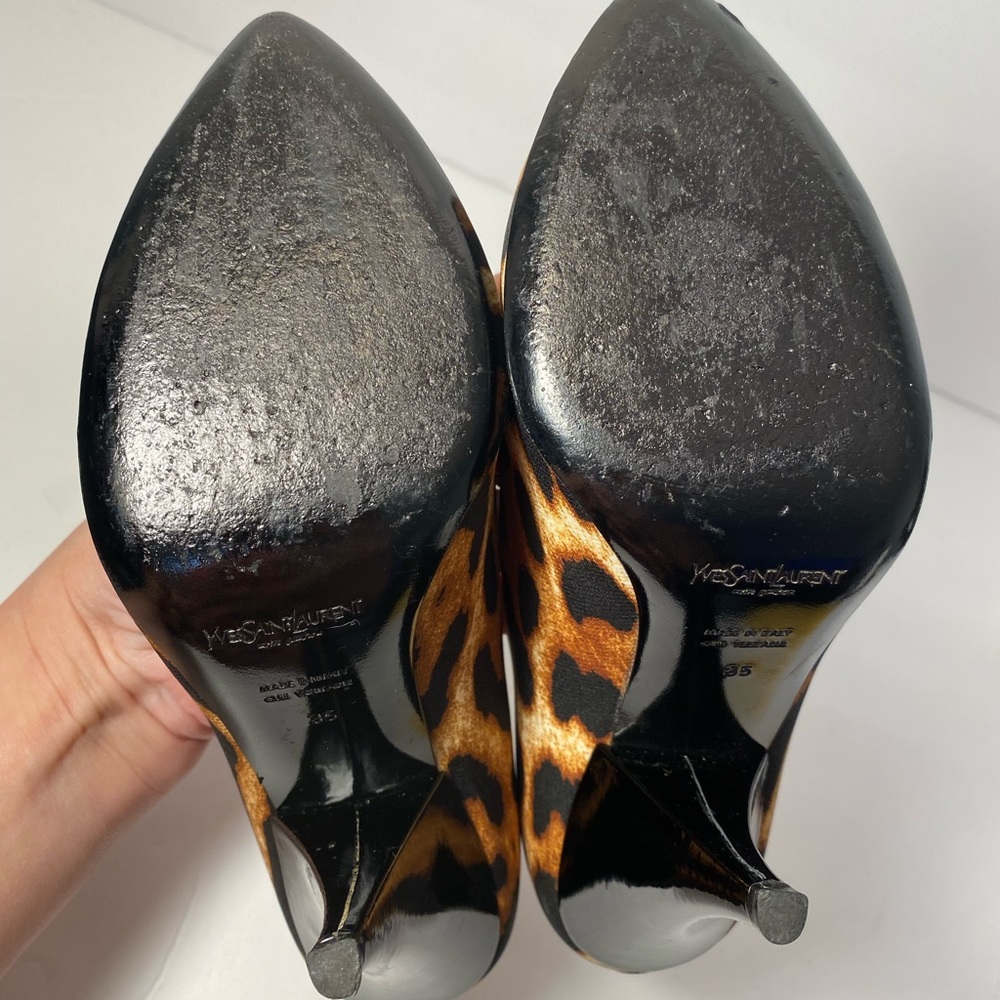 YSL Yves Saint Laurent leopard pumps heels 35 - Picture 10 of 11